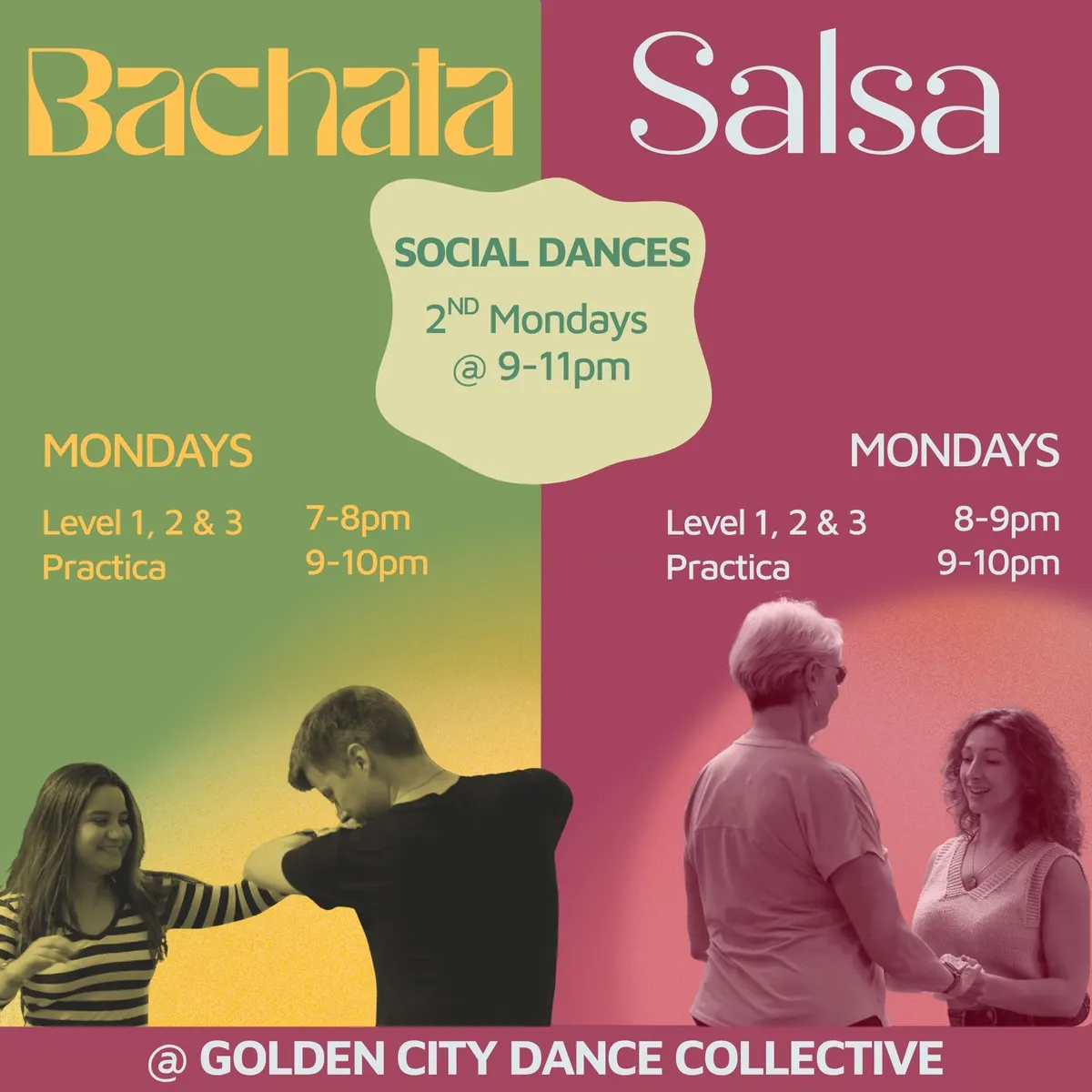 Monthly Salsa & Bachata Social at Golden City Dance Collective — Monday, November 9